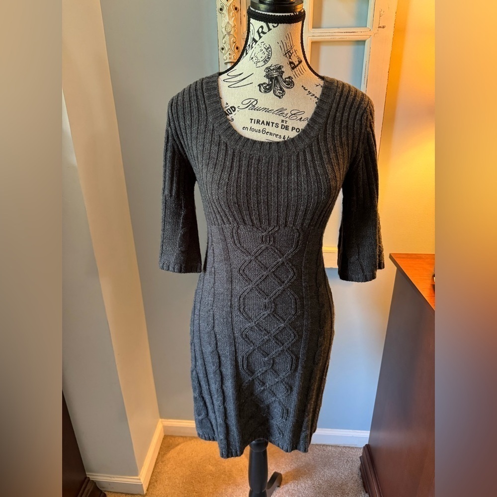 Juniors Pink Republic Dark Grey Knit Sweater Dress Size Medium